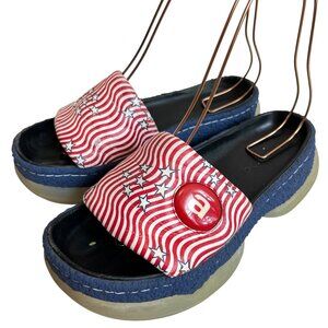 Alexander Wang A1 platform slide sandals slip on red white blue size 38 8 chunky
